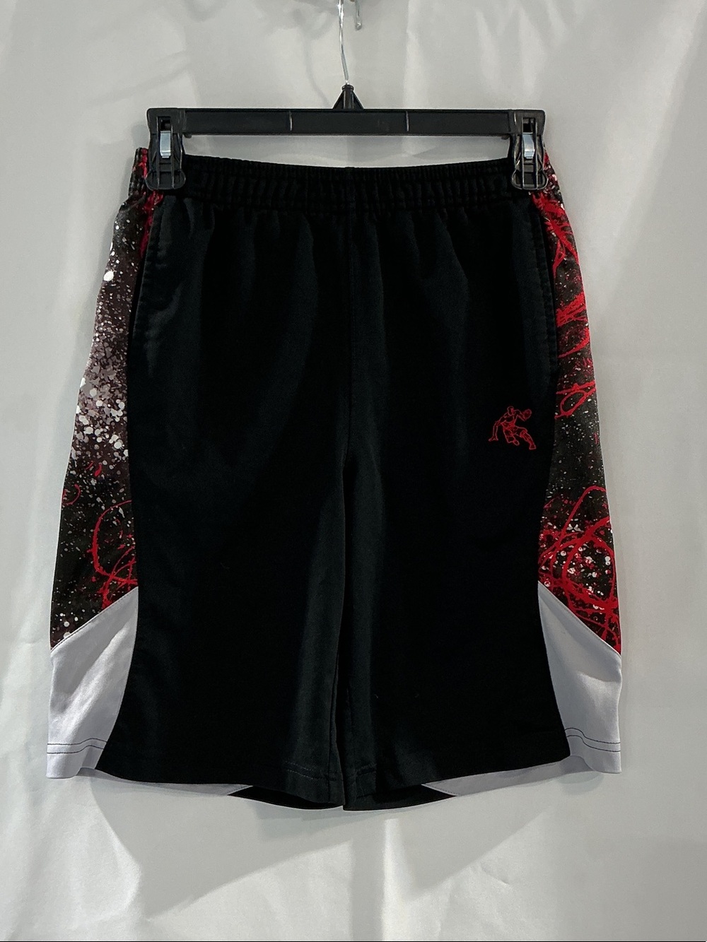 And1 Black Shorts with Red and White Accent Panels